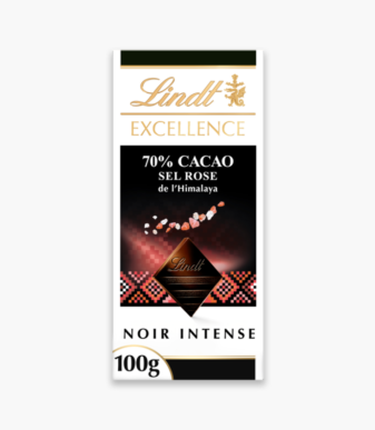 Lindt – Excellence Sel Rose de l’Himalaya | Chocolat Noir 100g