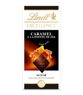 LINDT - Tablette de Chocolat Noir Excellence Caramel Pointe de Sel 100 g