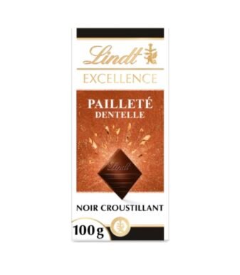 LINDT - Tablette 100 g Chocolat Noir Excellence Crêpe Dentelle